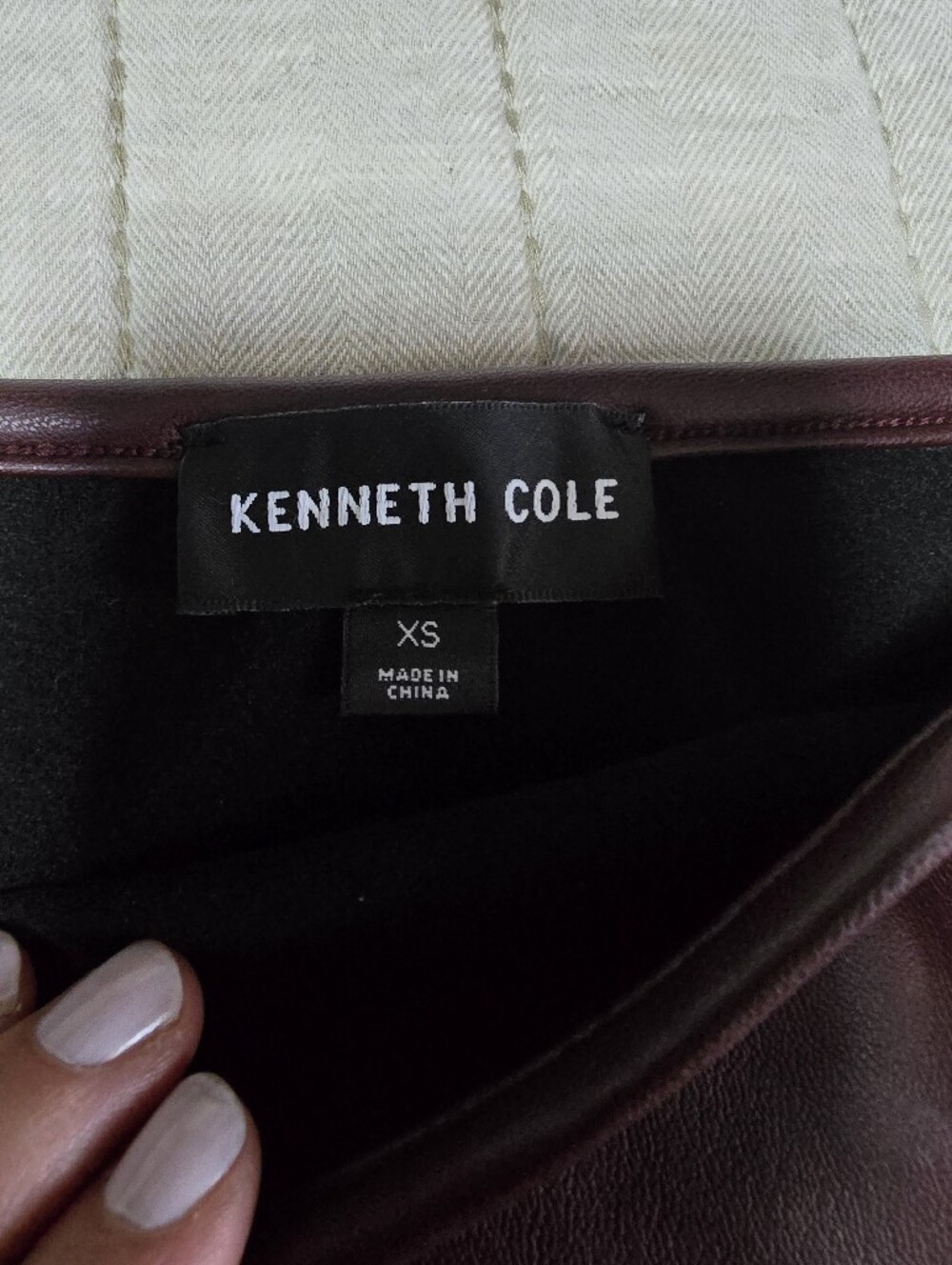 Kenneth Cole Faux Leather Pencil Skirt in Deep Burgundy - Picture 6 of 11